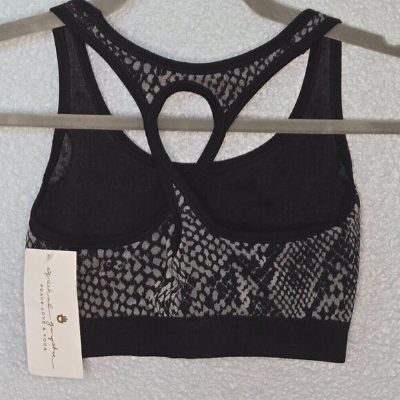 NWT Spiritual Gangster Snakeskin Print Sports Bra - XS/S Black/Silver - Picture 2 of 4